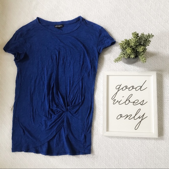 Express Tops - Express Faux Knot Bright Blue Tee
